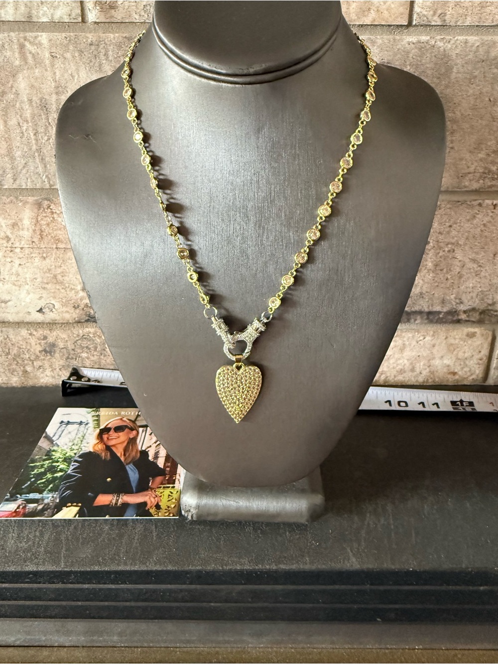 Freida Rothman Gold Lumi necklace with FR Heart Pendant